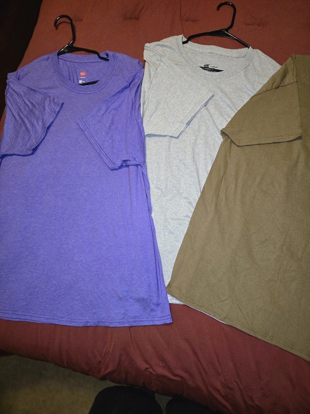 Hanes Short-Sleeve Tee Bundle in Purple, Gray, and Olive L - Picture 3 of 4